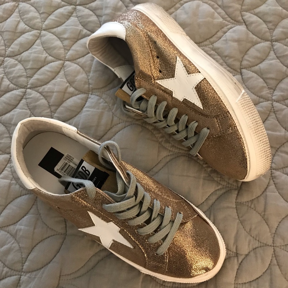 NEW Golden Goose May Gold Crack / White Star